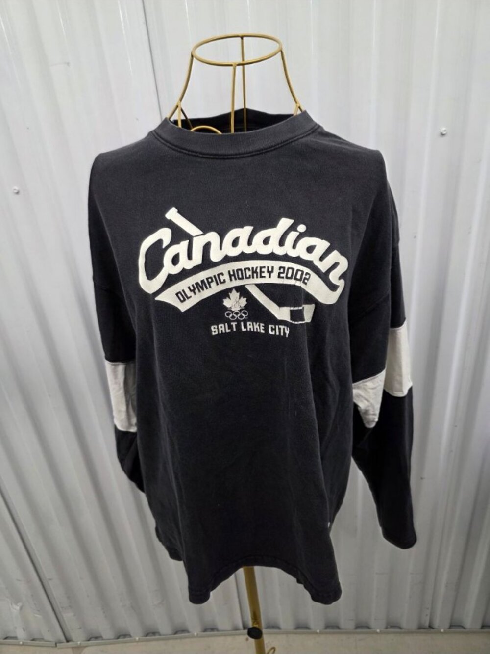 Roots Women's Black White S Cotton Olympic Hockey 2002 Pullover Sweatshirt